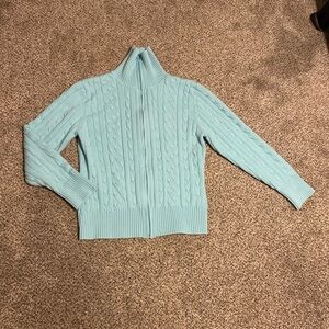 Chic Light Blue Cable Knit Cardigan